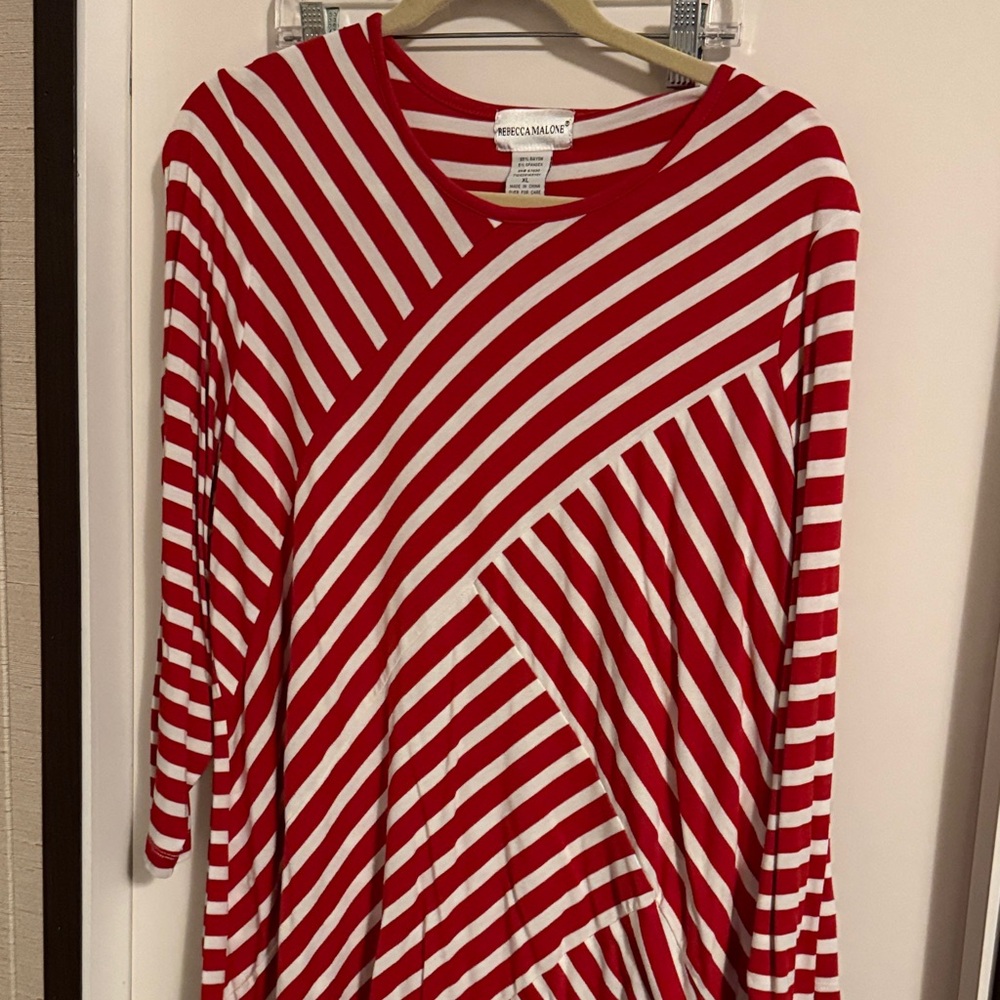 Rebecca Malone Red and White Striped Top